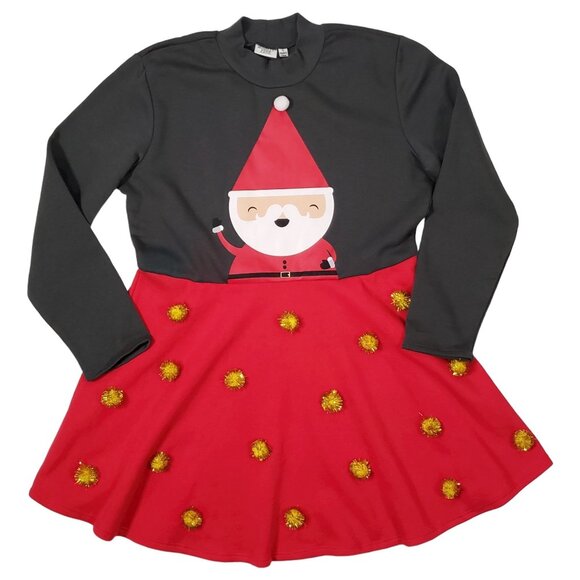 Mighty Fine Santa Sweatshirt Dress Teachercore Ugly Sweater Christmas Sz 1X NEW - Picture 5 of 11